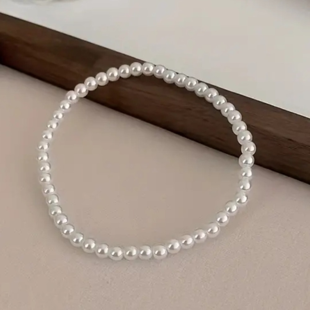 French Retro Simple Pearl Stretch Bracelet Luxury Bracelet - Elegant - NEW - Picture 3 of 4